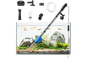 HEKIWAY Fish Tank Cleaner,Electric Aquarium Gravel Cleaner, 6 in 1 Fish Tank Cleaning Kit,32W Automatic Aquarium Vacuum Gravel Cleaner Set for Change Water Wash Sand Water Filter and Water Circulation
