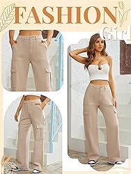 QYANGG High Waist Cargo Pants Women Stretch Baggy