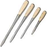 4pcs Wood Handle Screwdriver Set, 6/8/10/12 Inch Size Slotted Screwdrivers, Flat-blade High Carbon Steel Wooden Handle Screw Driver for Loosening Fastening Chiseling