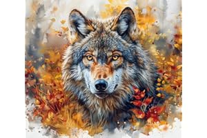 Moohue Stamped Cross Stitch Kits for Adults 14 Count Printed Cross Stitch Kits for Beginners Beautiful Wolf Animal Cross Stitch Patterns Needlepoint kit (Beautiful Wolf)