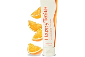 Happy Tooth Natural Hydroxyapatite Toothpaste - Fluoride Free, SLS Free - Whitening for Sensitive Teeth - Natural Ingredients - Dentist Formulated & Recommended - Adults & Kids - Sweet Orange 4 oz