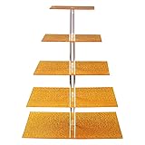 Sumerflos 5 Tiers Golden Square Acrylic Cupcake