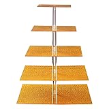 Sumerflos 5 Tiers Golden Square Acrylic Cupcake