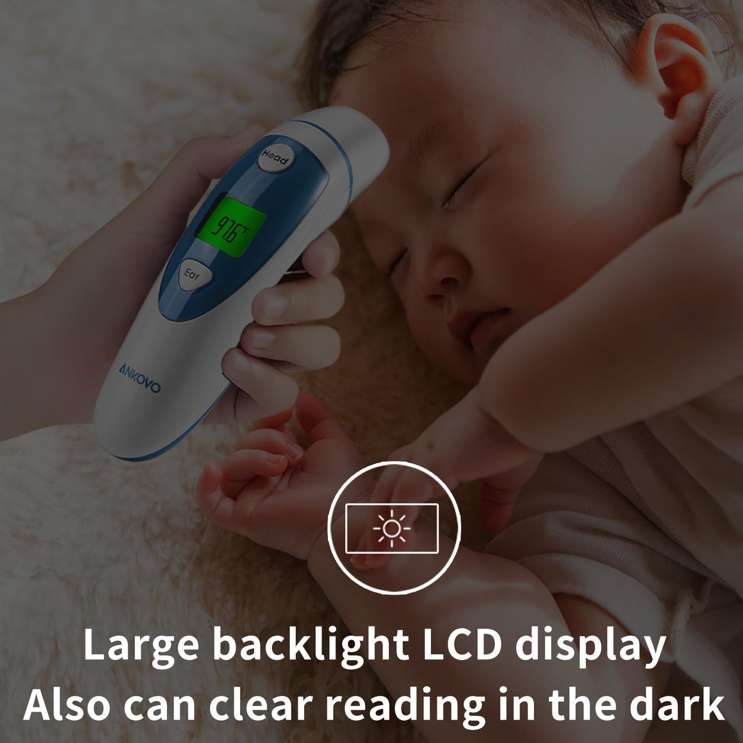 ANKOVO Thermometer for Fever Digital Medical Infrared Forehead and Ear Thermometer for Baby, Kids and Adults with Fever Indicator: Health & Personal Care