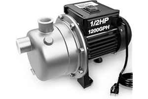 LANCHEZ Portable Shallow Well Garden Pump, 115V Stainless Steel Sprinkler Pump, Water Transfer for Garden Draining and Lawn Irrigation, 1/2HP 1200GPH