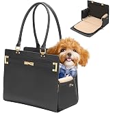2-in-1 Stylish Dog Purse Carrier Soft-Sided Carriers Travel Tote Bag for Small Dogs Cats, Fashion Foldable Pet Bag for Puppie