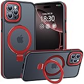 BENTIACC Magnetic Case for iPhone 16 Pro, with Invisible Ring Stand, Military Drop Protection, Shockproof Anti-Fingerprint Matte Protective Cover for iPhone 16 Pro, Red