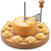Cheese Curler Wheel, Cheese Shaver for T&ecirc;te de Moine, Semi-hard/Hard Cheese | Wheel Rotating Manual Cheese Shaver Stainless Steel Cheese Flower Curler with Wooden Base for Block Cheese