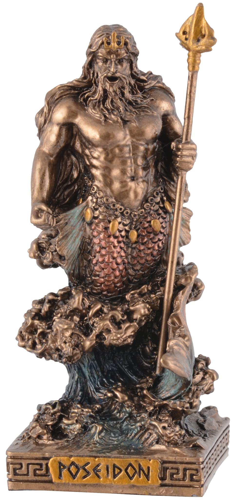 Veronese Greek God Poseidon Miniature Figurine Bronze Hand-Painted