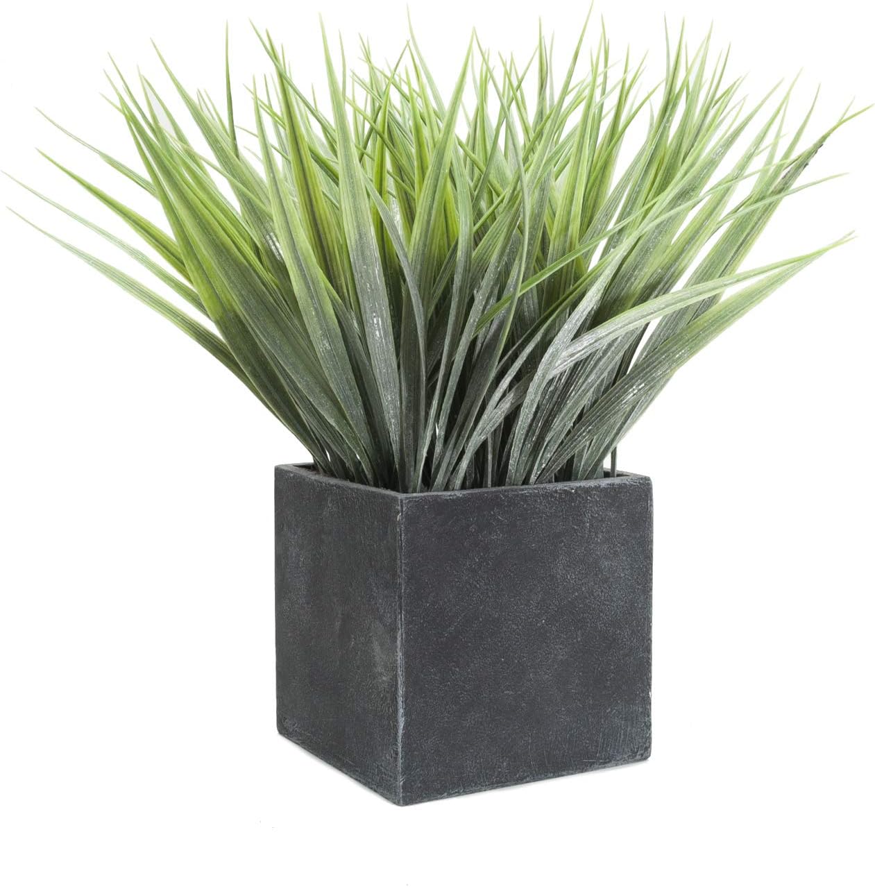 Velener Industrial Style Faux Green Plant in Black Cube Pot for Home Decor (Extra Long Leaves)