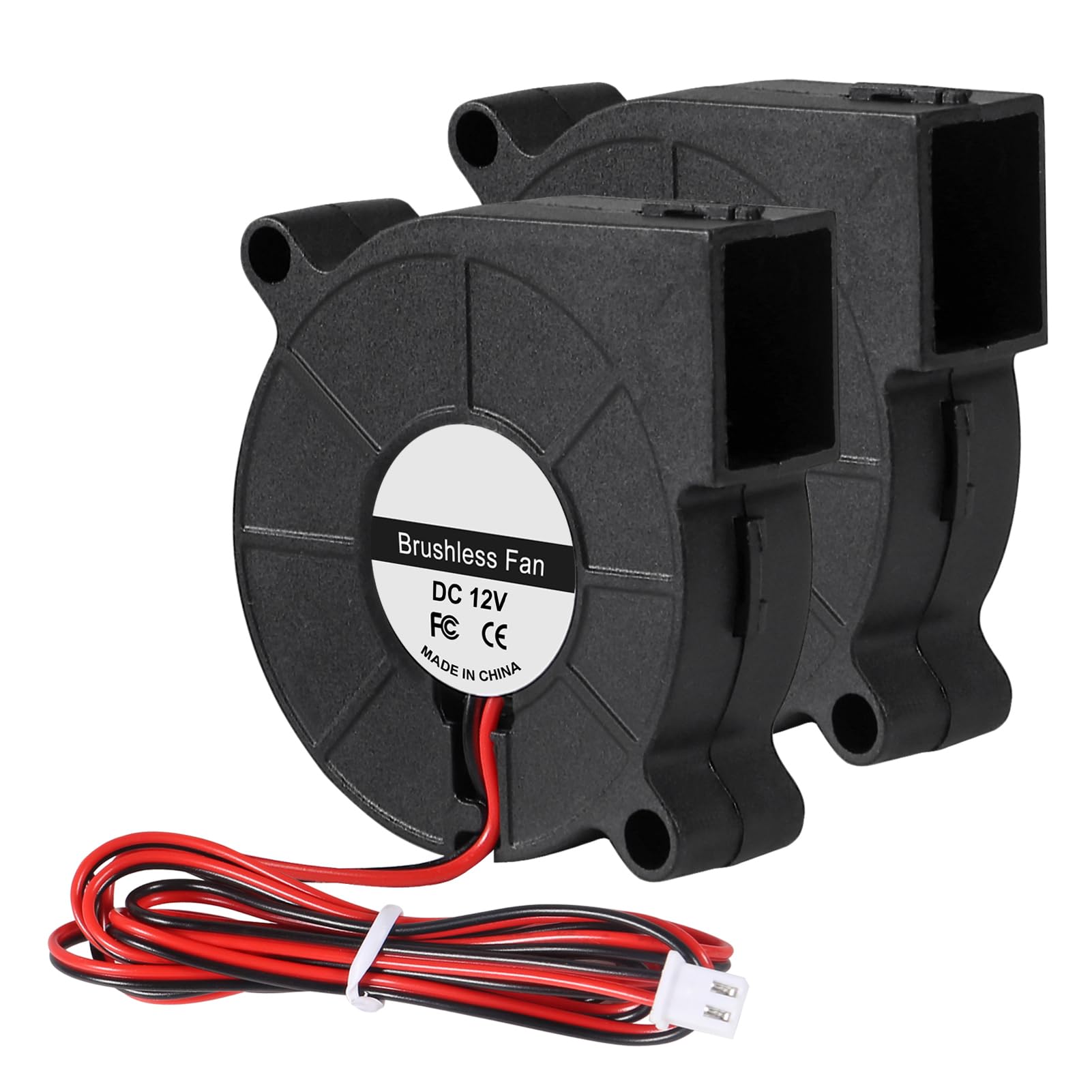 Photo 1 of 2Pcs 50mm Blower Fan 12V 5015 Dual Ball Bearings Brushless Turbine Turbo Blower 50mm x 15mm Fan 2Pin for 3D Printer and Other Small Appliances Series Repair Replacement