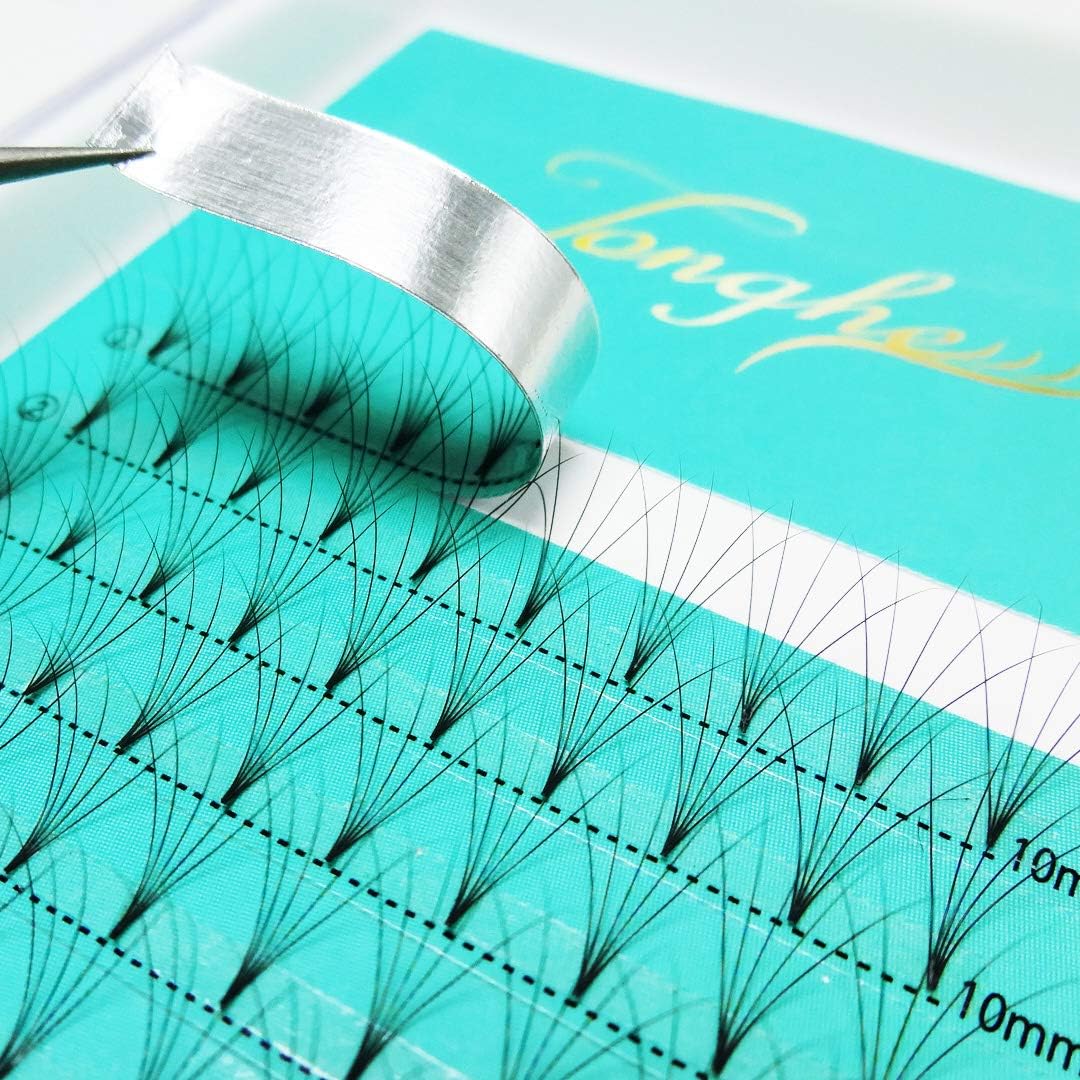Tonghe Eyelash Extensions,5D 0.07 C Curl 10mm Russian Volume Eyelash Extensions,Short Stem Cluster Lashes Pre made Fans Lashes for Professional Salon Use Black 12 lines