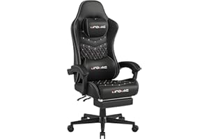 MINOMAC Gaming Chair, Computer Chair with Footrest, High Back Ergonomic Design, 400 lb Weight Capacity, Adult Reclining Gaming Chair with Linked Armrests (Black)