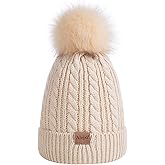 Alepo Kids Winter Beanie Hat, Children's Warm Fleece Lined Knit Thick Ski Cap with Pom Pom for Boys Girls