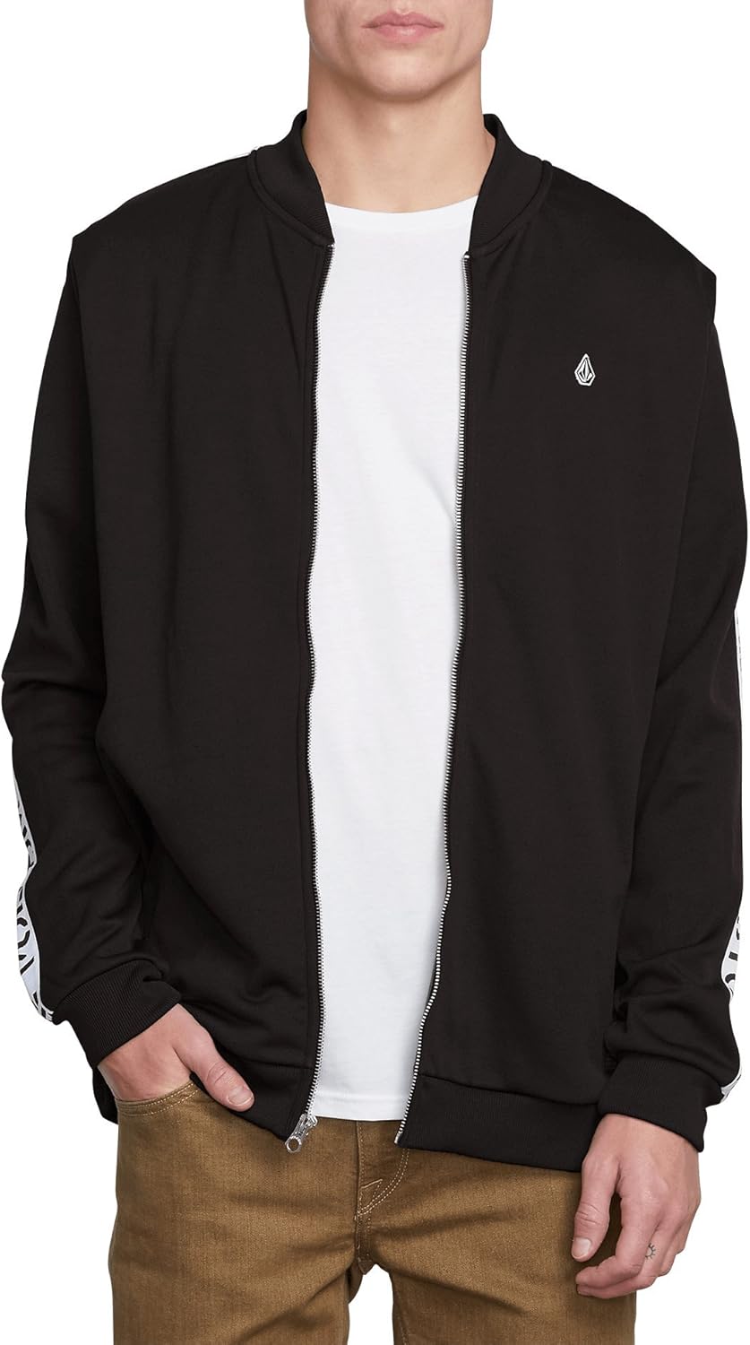 Volcom Men's Album Zip up Track Jacket Black: Clothing