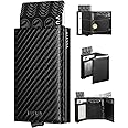 VULKIT Pop up Card Wallet Minimalist Cash Wallets RFID Blocking Leather Smart Credit Card Holder with ID window for Men(Carbon Black)