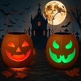 VIHOSE 2 Pcs Halloween Solar Pumpkins Lantern Lights for Hanging | Outside Solar Powered Pumpkin Retro Metal Lantern Decor Multi-color LED Light for Party Yard Patio Lawn Porch Garden Decor