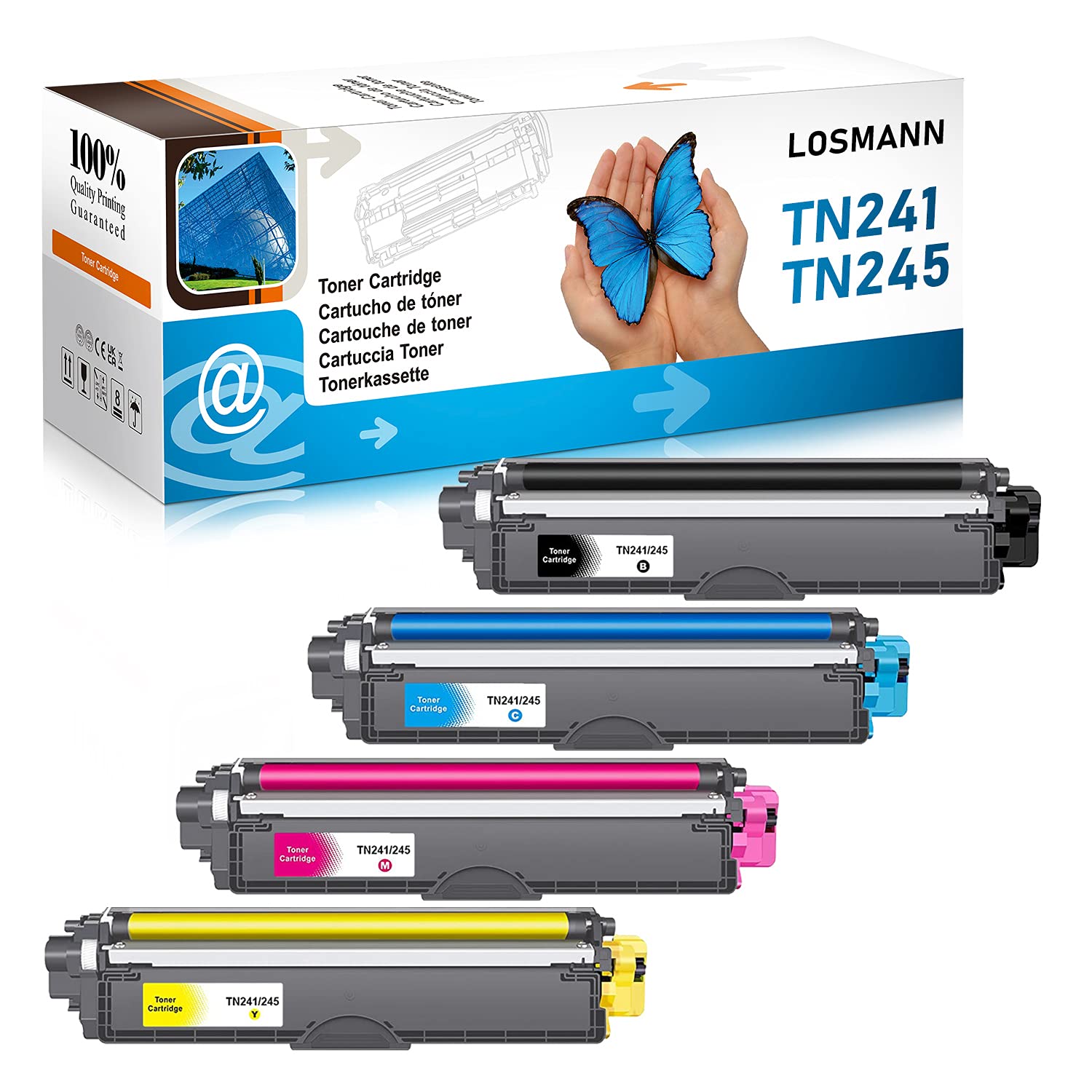 LOSMANN Compatible Toner Cartridge Replacement for Brother TN-241 TN-245 for Brother DCP-9015CDW 9020CDW HL-3140CW 3150CDW 3170CDW 3142CW 3152CDW MFC-9130CW 9140CDN 9340CDW 9330CDW (4-Pack)