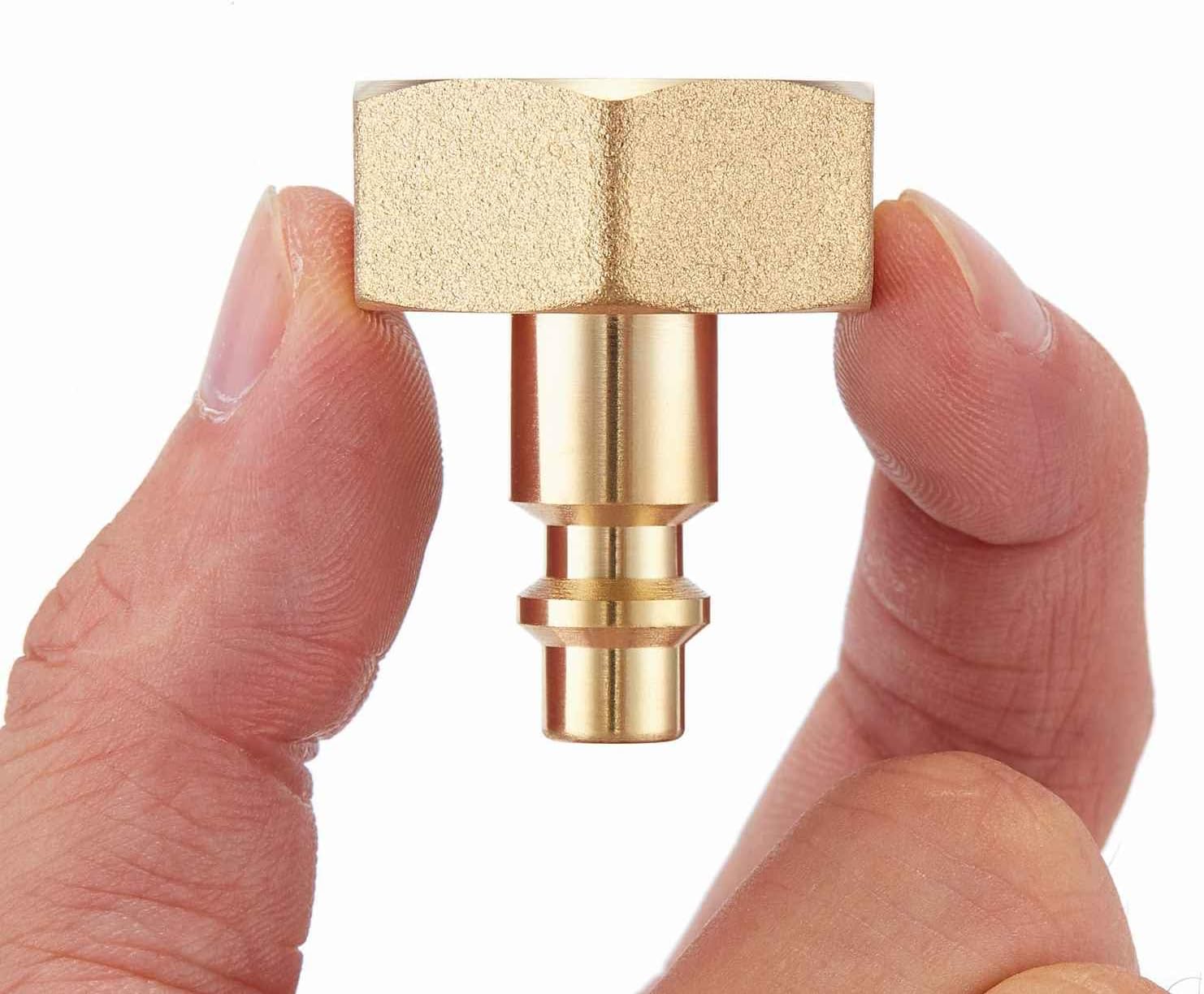 Litorange 2 PCS Lead-Free Brass Winterize Sprinkler Systems: Air Compressor 1/4" Quick Connect Plug To GHT 3/4" Garden Hose Faucet Blow Out Adapter Fitting For RV, Travel Trailer, Boat & Camper - - 