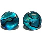 14mm (5/8") Dark Blue Abalone Paua Shell Stud Earrings (S090d)