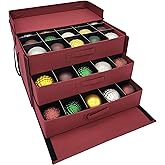 612 Vermont Christmas Ornament Storage Box with 3 Trays, Adjustable Acid-Free Dividers, Holds 60-4 Inch Ornaments