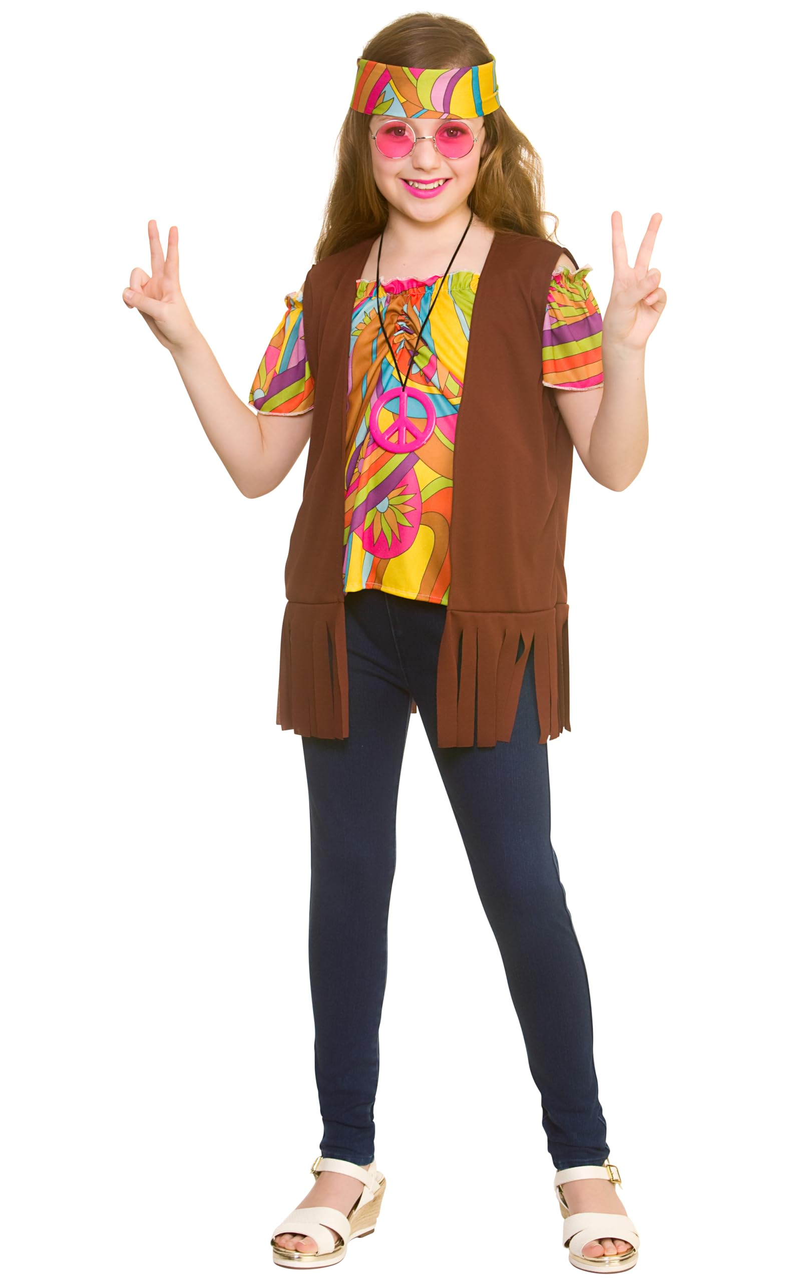 Wicked Costumes Girls Cool Hippie Fancy Dress Costume - Medium (5-7 Years)