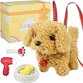 lonfypeng Plush Toys Walking Dog Toys That Can Walk, Bark and Wag Tail,Interactive Electronic Pet Toys Puppy with Leash,Easter Christmas Birthday Gift for Toddlers Kids