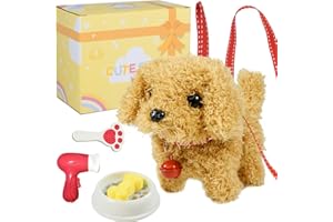 lonfypeng Plush Toys Walking Dog Toys That Can Walk, Bark and Wag Tail,Interactive Electronic Pet Toys Puppy with Leash,Easter Christmas Birthday Gift for Toddlers Kids