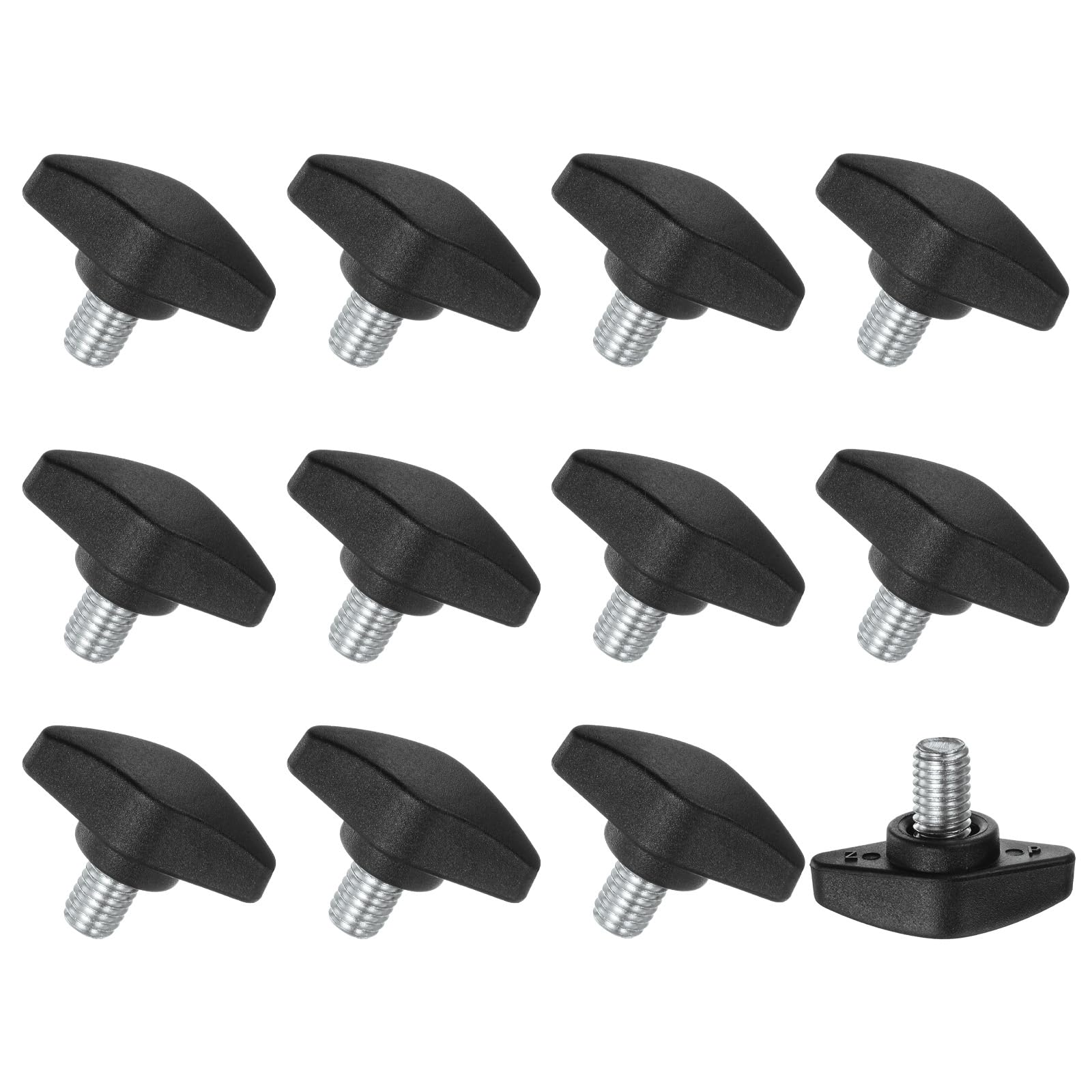 M METERXITY 12-Pack Thumb Screws, M8x12mm Tee Wing Knobs, Plastic t Handles Clamping Knob for Woodworking/Machinery/Equipment, Tightening Thread Thumbscrew [Black] — image 1