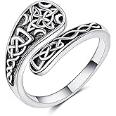 CUPENDA Spoon Ring 925 Sterling Silver Turtle/Celtic Knot/Mountain/Bee/Dragonfly/Moth Skull/Mushroom Adjustable Open Turquoise Thumb Rings Jewelry for Women