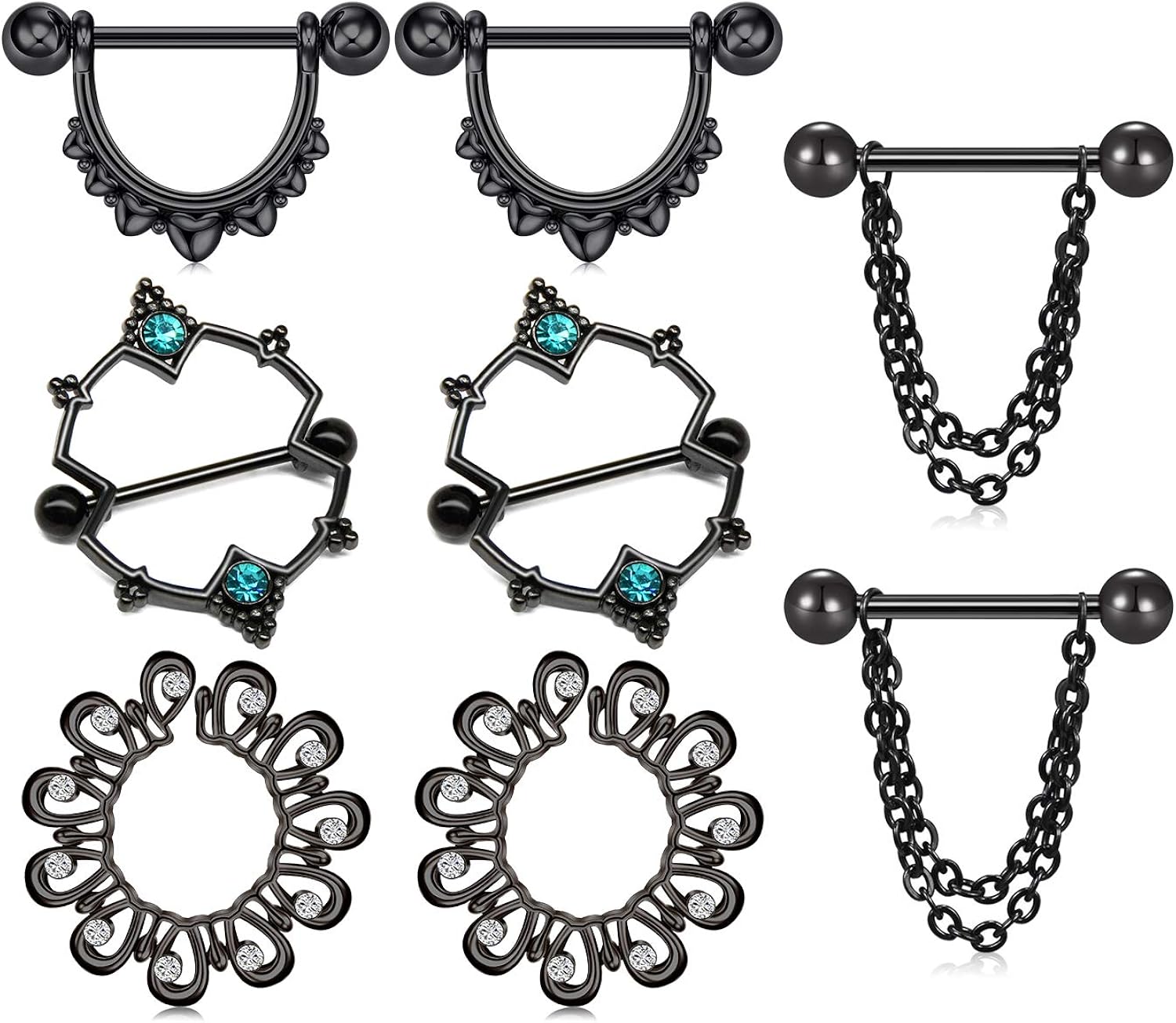 Fake Nipple Ring Stainless Steel Nipple Rings Stainless Steel CZ Shield Pendant Body Piercing