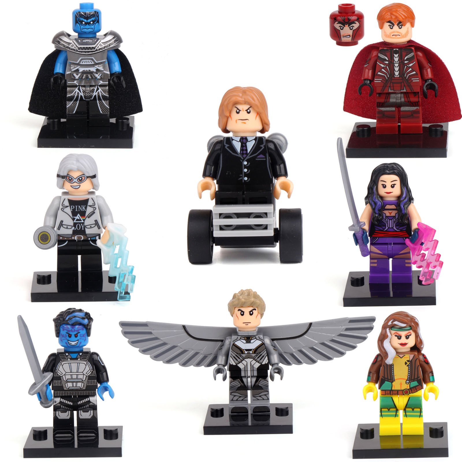 X Men Apocalypse Magneto Quicksilver Rogue 8 Mini Figures Building