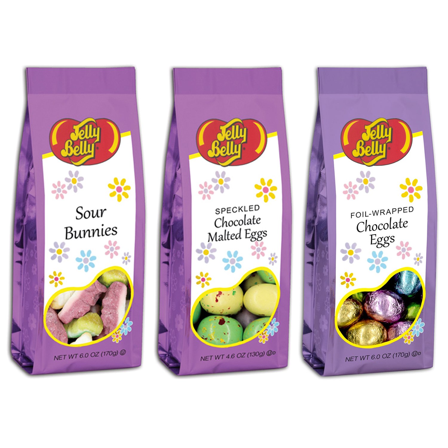 Jelly Belly Easter Candy Gift Bag Set Foil Wrapped