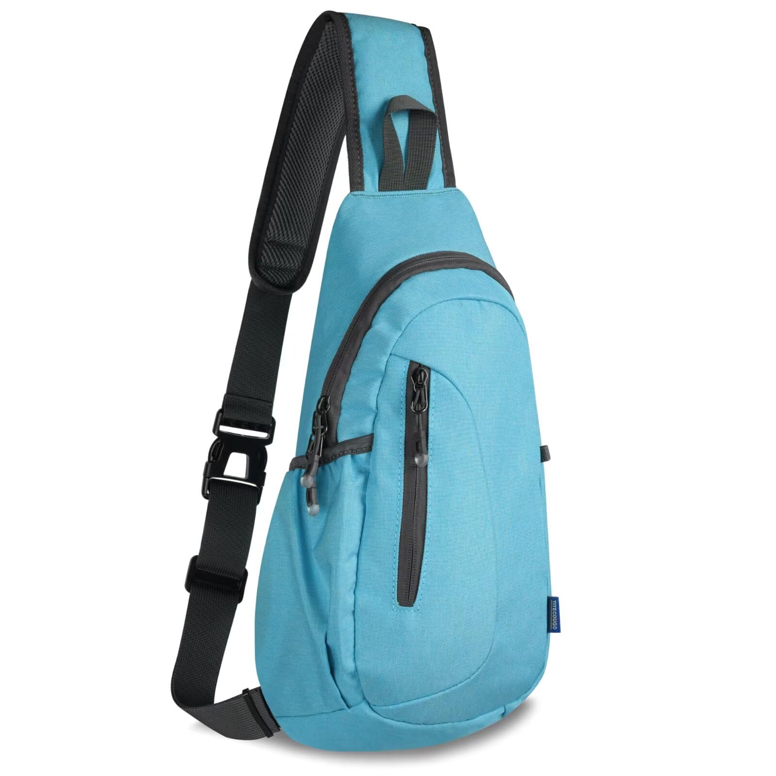 TITECOUGO Small Canvas Sling Bag Lightweight Crossbody Bag for Women Rucksack for Men Running Backpack Travel Chest Pack Daypack Shoulder for Gym Work Hiking Outdoor Sports Sky Blue