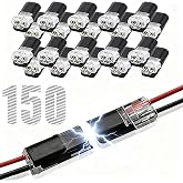 150 pcs Double Wire Plug in Connector with Locking Buckle, Quick-Clip Fasteners Multi-Purpose Snap-On Blocks for Strip Lights DIY Crafting, Low-Voltage Decor &amp; Model Kits 2 Pin
