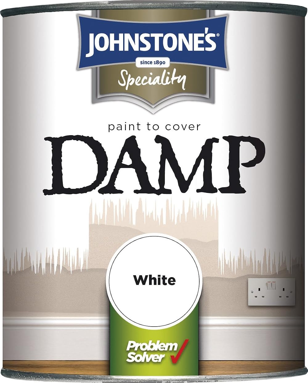 Johnstone's 307955 Paint to Cover Damp White 750ml High Opacity
