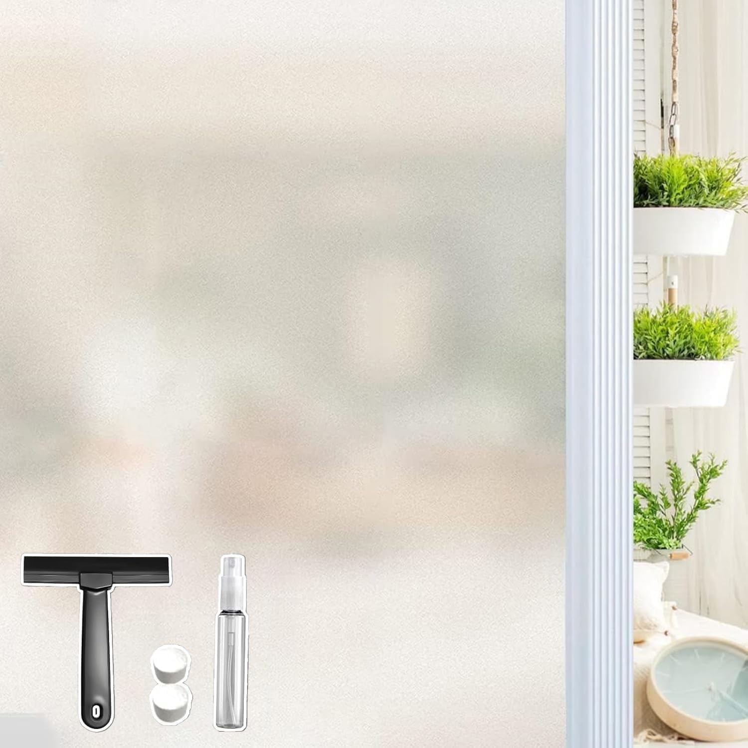 Qualsen Window Film Privacy frosted window film privacy film for glass windows Static Cling No Glue Anti UV for Office Home Bedroom Kitchen (90 x 400cm)