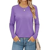 MAGCOMSEN Women's Long Sleeve Shirts Casual Crew Neck T-Shirt 2025 Basic Fall Tops Classic-fit Tee Breathable Cotton Top