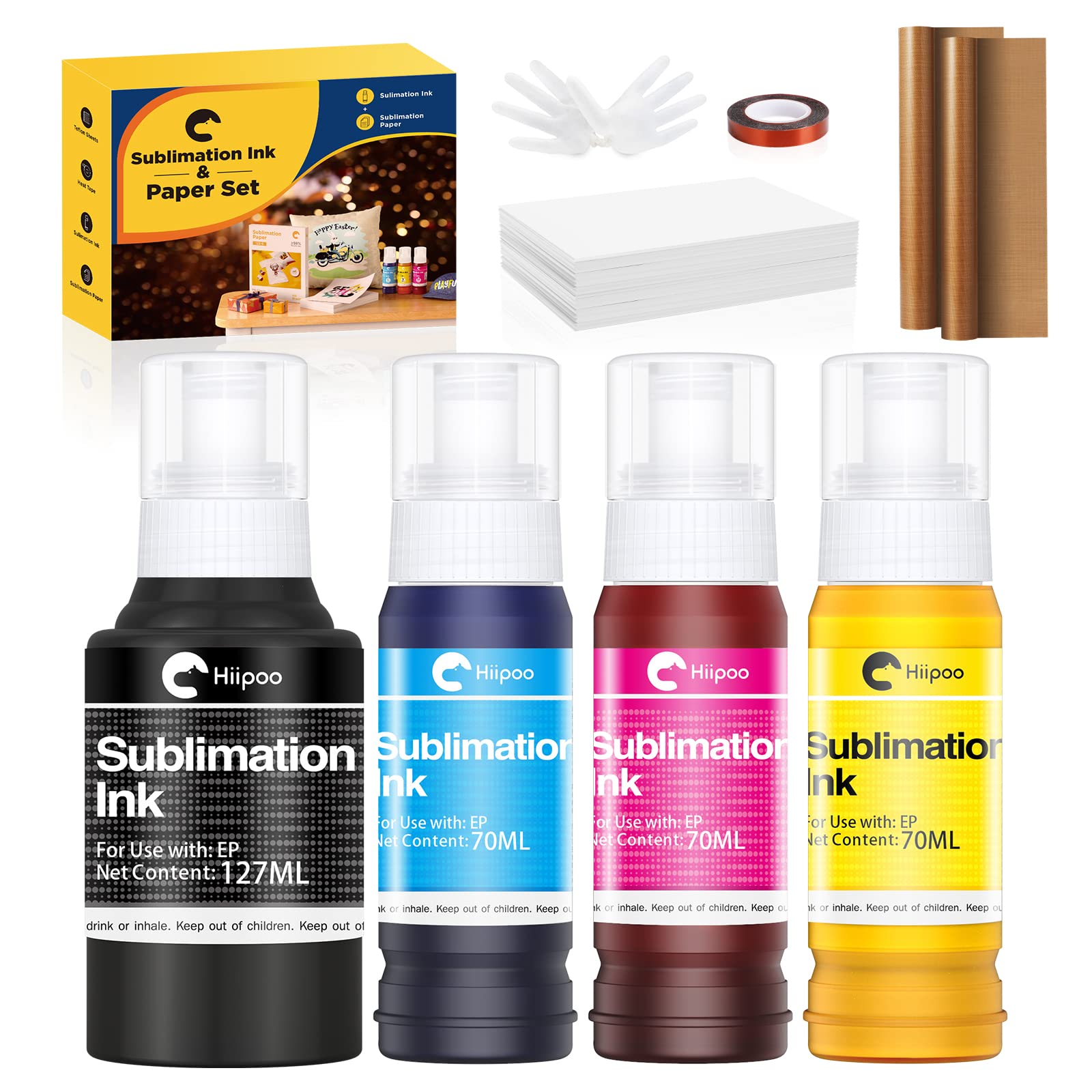 Hiipoo Sublimation Ink Set with 110 Sheet