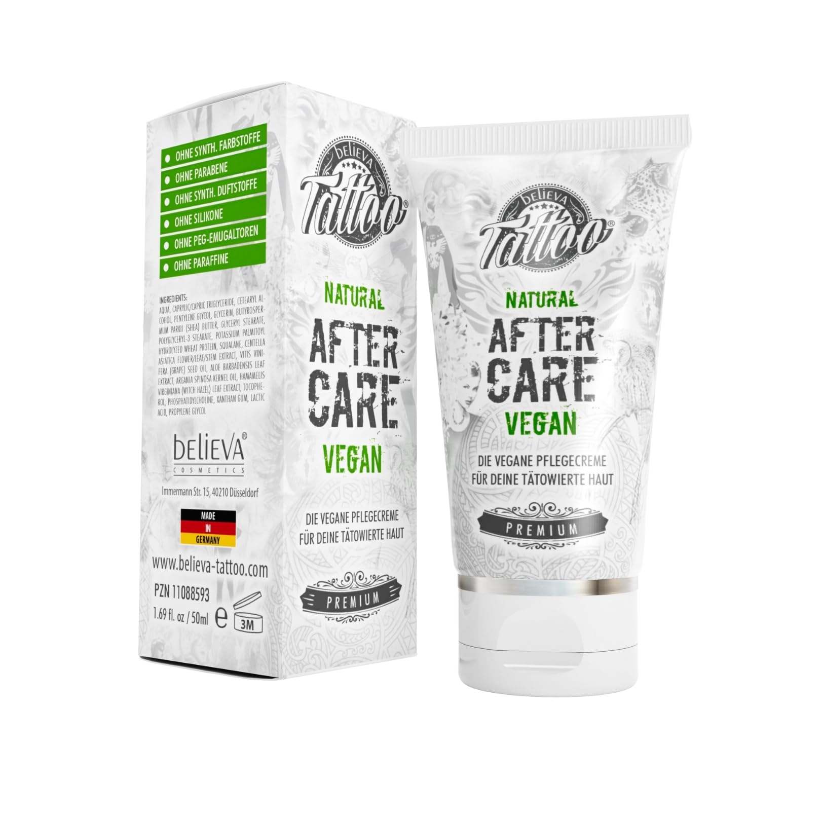 Believa Tattoo Aftercare - 100% vegan tattoo Cream for your skin - 50ml