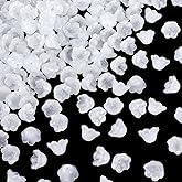 HINZIC 150Pcs Glass Trumpet Flower Beads, White Bell Charm Czech Crystal Bead Caps Aesthetic Loose Spacer Beads for DIY Jewelry Making Necklace Earrings Bracelets Crafts