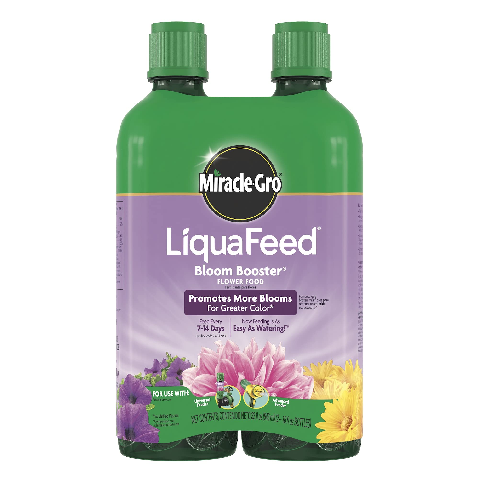 Photo 1 of Miracle-Gro Liquafeed Bloom Booster Flower Food Refills, Pack of 2