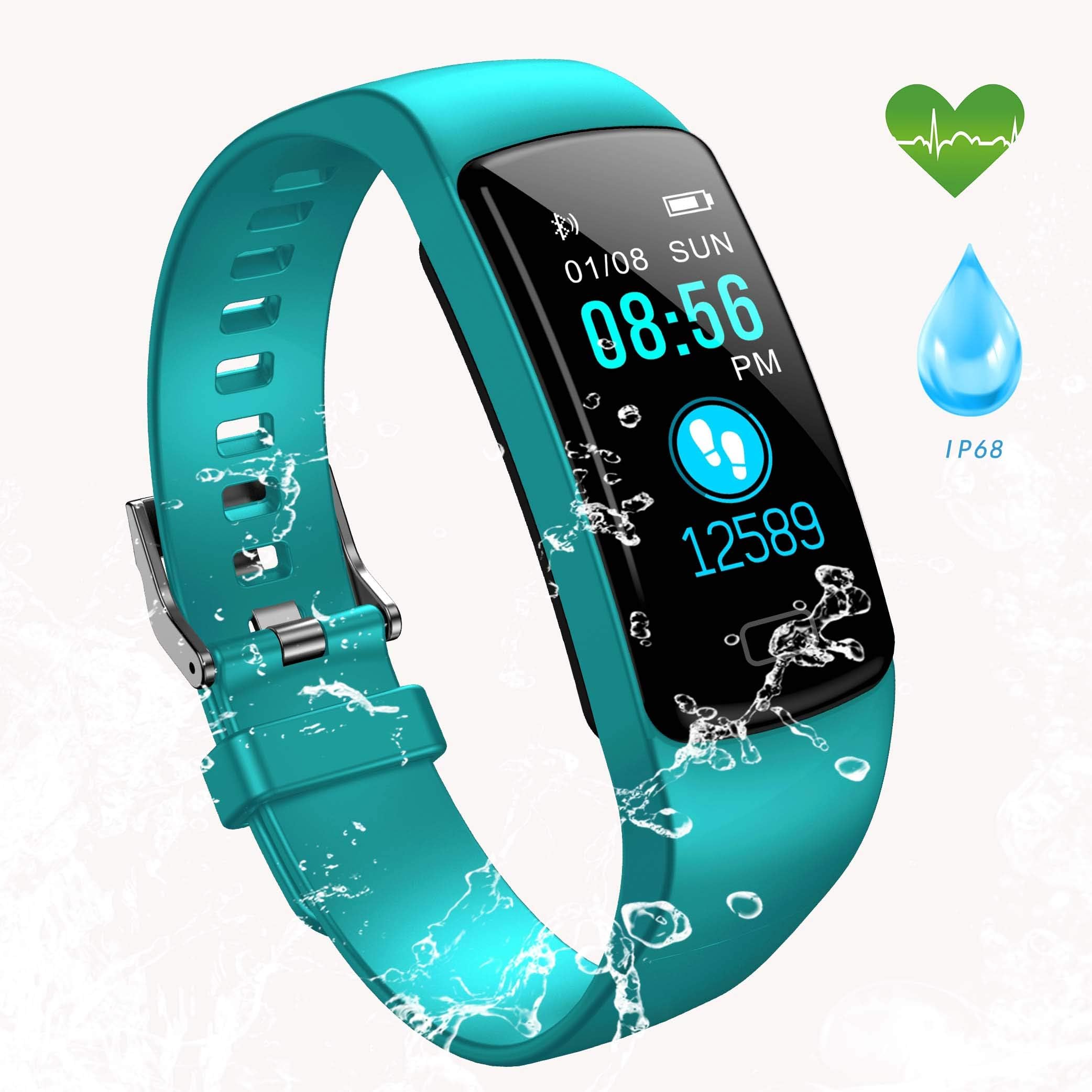 Fitness Tracker Watch Smart Bracelet Pedometer Watch with Heart Rate Monitor Sleep Monitor Step Counter Watch IP68 Waterproof Activity Tracker Slim Sport Smart Watch for Men Women Kids