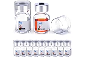 Biomed Solutions Sterile Empty Vial with Reusable Plastic Cap,Ready to Fill Glass Containers, Liquid Injection Bottle Sealed with Self Healing Injection Port (1mL Clear 10pcs)