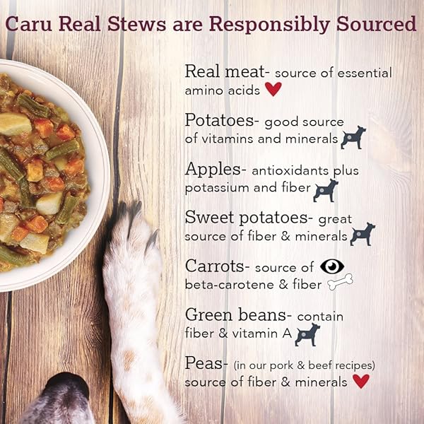 CARU REAL PORK STEW FOR DOGS, NATURAL ADULT WET DOG FOOD WITH ADDED VITAMINS AND MINERALS, FREE FROM GRAIN, WHEAT AND GLUTEN (PACK OF 12)