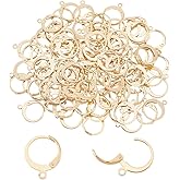 PH PandaHall 100pcs Leverback Earring Hooks 24K Gold Plated Earrings Hardware 304 Stainless Steel Earring Findings French Earrings Hooks for Jewelry Making