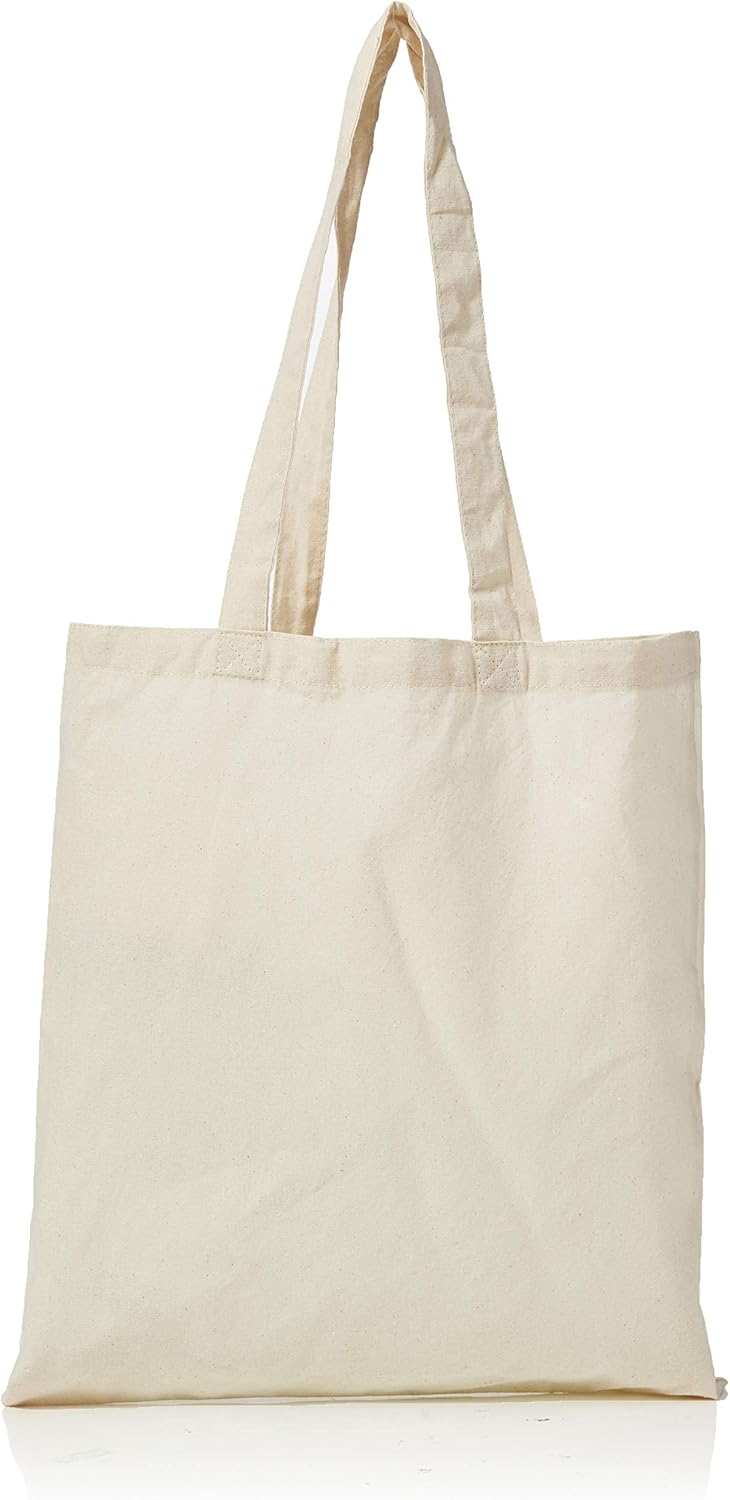Cotton Bags, Tote, Natural Colour ***Pack of 10*** 38cm x 42cm, Long Handle. Reusable Grocery Bags, DIY, 5 oz Cotton Canvas