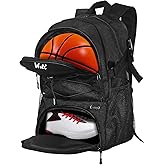 WOLT Basketball Backpack Large Sports Bag with Separate Ball Holder &amp; Shoes Compartment, Best for Basketball, Soccer,Gym