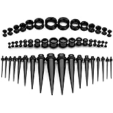 CABBE KALLO 50pcs Ear Stretching Kit Silicone Tunnels Acrylic Tapers and Plugs 14G-00G Gauges Set Eyelet Expanders for Women Men Body Piercing Jewelry