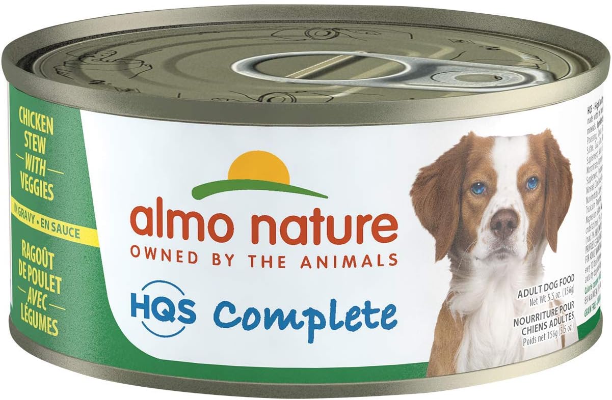 Almo Nature HQS Complete, Grain Free Natural, Wet Dog Food, Shredded Cuts Preserved in a Tasty gravy (Pack of 24 x 5.5 oz/156g cans)